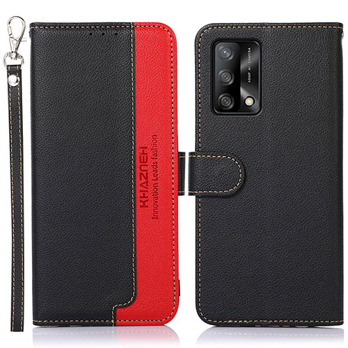 Leather Case Stands Flip Cover Holder A09D for Oppo A95 4G Black