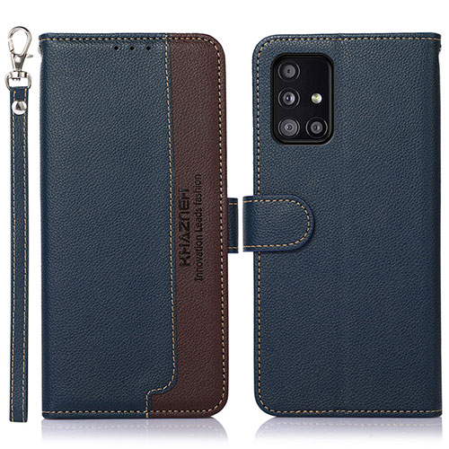 Leather Case Stands Flip Cover Holder A09D for Samsung Galaxy A51 4G Blue