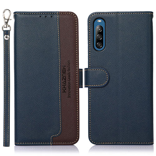 Leather Case Stands Flip Cover Holder A09D for Sony Xperia L4 Blue