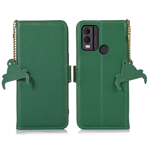 Leather Case Stands Flip Cover Holder A10D for Nokia C22 Green