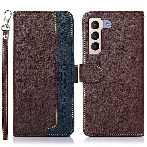 Leather Case Stands Flip Cover Holder A10D for Samsung Galaxy S22 Plus 5G Brown