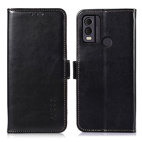 Leather Case Stands Flip Cover Holder A12D for Nokia C22 Black