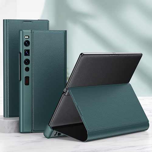 Leather Case Stands Flip Cover Holder AC1 for Huawei Mate Xs 2 Green