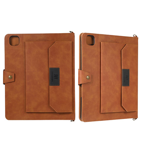 Leather Case Stands Flip Cover Holder AD1 for Apple iPad Pro 12.9 (2020) Brown