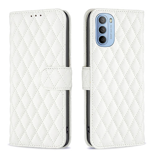 Leather Case Stands Flip Cover Holder B01F for Motorola Moto G31 White