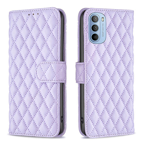 Leather Case Stands Flip Cover Holder B01F for Motorola Moto G41 Purple