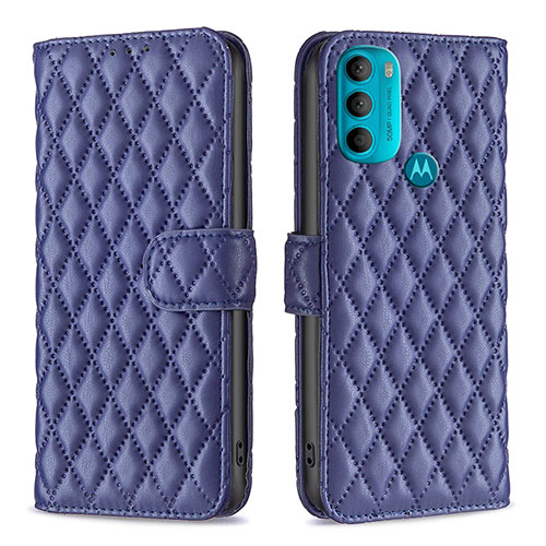 Leather Case Stands Flip Cover Holder B01F for Motorola Moto G71 5G Blue