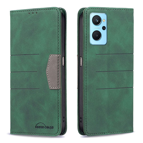 Leather Case Stands Flip Cover Holder B01F for Oppo A96 4G Green
