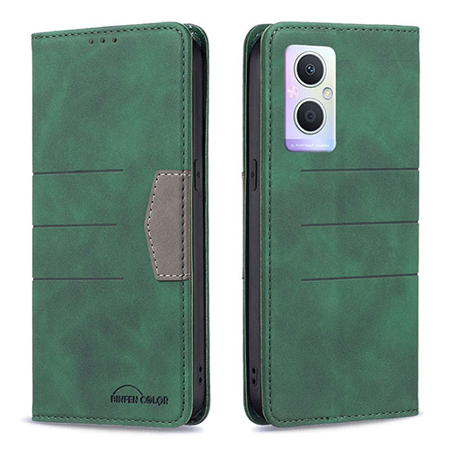 Leather Case Stands Flip Cover Holder B01F for Oppo Reno7 Z 5G Green