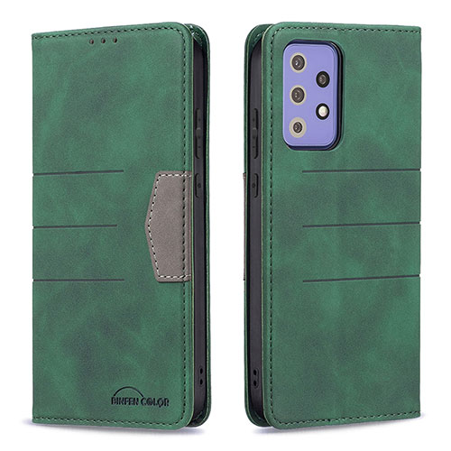 Leather Case Stands Flip Cover Holder B01F for Samsung Galaxy A72 5G Green
