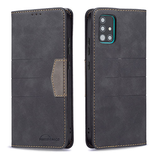 Leather Case Stands Flip Cover Holder B01F for Samsung Galaxy M40S Black
