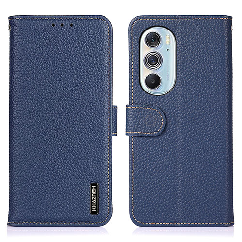 Leather Case Stands Flip Cover Holder B01H for Motorola Moto Edge Plus (2022) 5G Blue