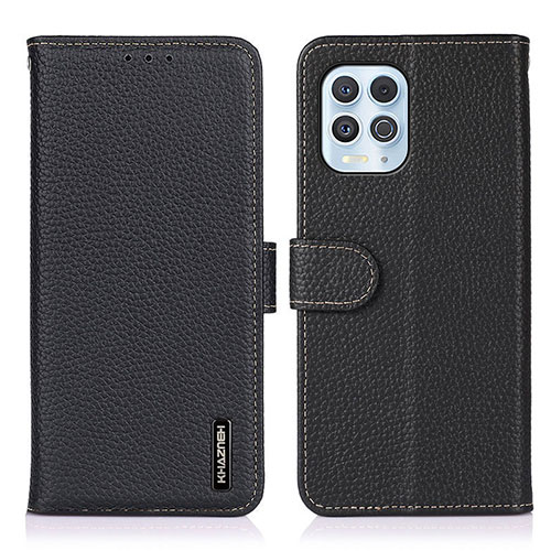 Leather Case Stands Flip Cover Holder B01H for Motorola Moto Edge S 5G Black