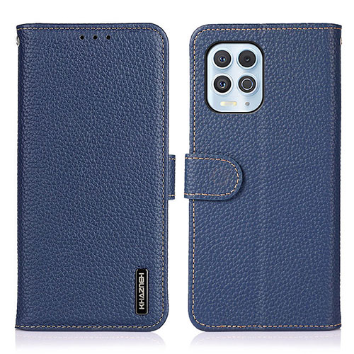 Leather Case Stands Flip Cover Holder B01H for Motorola Moto Edge S 5G Blue