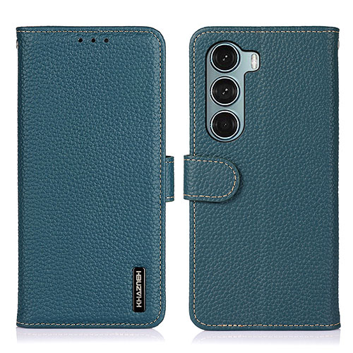Leather Case Stands Flip Cover Holder B01H for Motorola Moto G200 5G Green