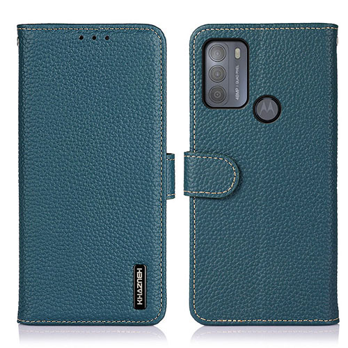 Leather Case Stands Flip Cover Holder B01H for Motorola Moto G50 Green