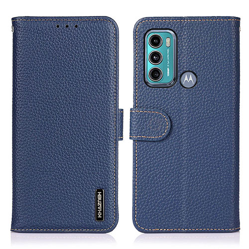 Leather Case Stands Flip Cover Holder B01H for Motorola Moto G60 Blue