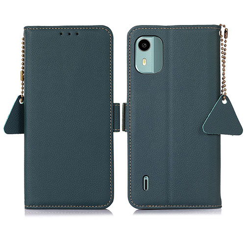 Leather Case Stands Flip Cover Holder B01H for Nokia C12 Green