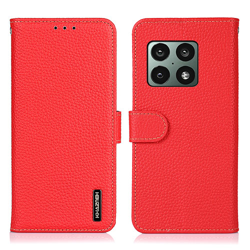 Leather Case Stands Flip Cover Holder B01H for OnePlus 10 Pro 5G Red