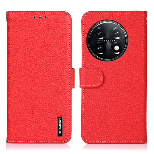 Leather Case Stands Flip Cover Holder B01H for OnePlus 11 5G Red