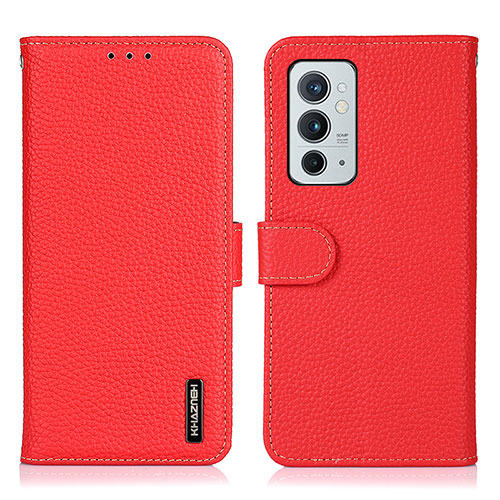 Leather Case Stands Flip Cover Holder B01H for OnePlus 9RT 5G Red