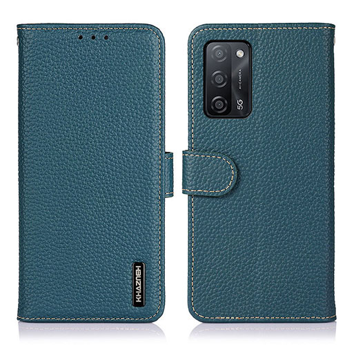 Leather Case Stands Flip Cover Holder B01H for Oppo A53s 5G Green
