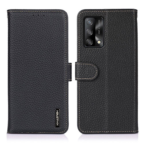 Leather Case Stands Flip Cover Holder B01H for Oppo A74 4G Black