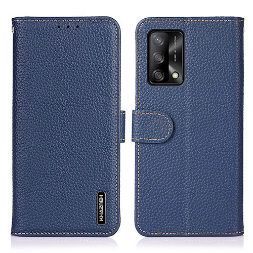 Leather Case Stands Flip Cover Holder B01H for Oppo A74 4G Blue