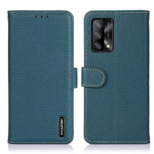 Leather Case Stands Flip Cover Holder B01H for Oppo A74 4G Green