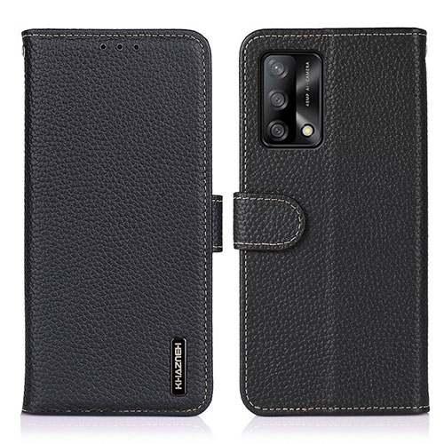 Leather Case Stands Flip Cover Holder B01H for Oppo A95 4G Black
