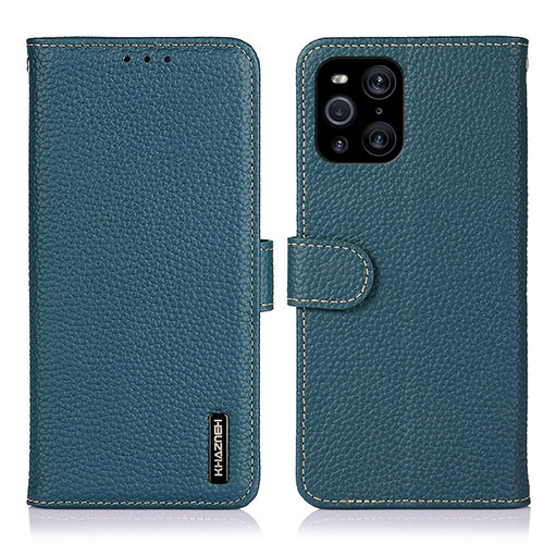 Leather Case Stands Flip Cover Holder B01H for Oppo Find X3 Pro 5G Green