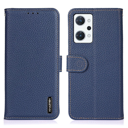 Leather Case Stands Flip Cover Holder B01H for Oppo Reno7 A Blue
