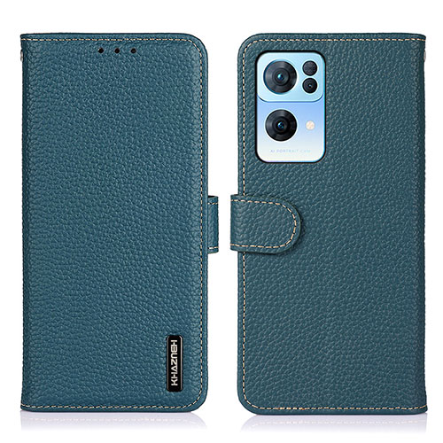 Leather Case Stands Flip Cover Holder B01H for Oppo Reno7 Pro 5G Green