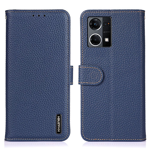 Leather Case Stands Flip Cover Holder B01H for Oppo Reno8 4G Blue