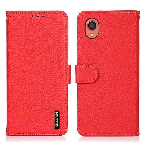 Leather Case Stands Flip Cover Holder B01H for Samsung Galaxy A22 5G SC-56B Red