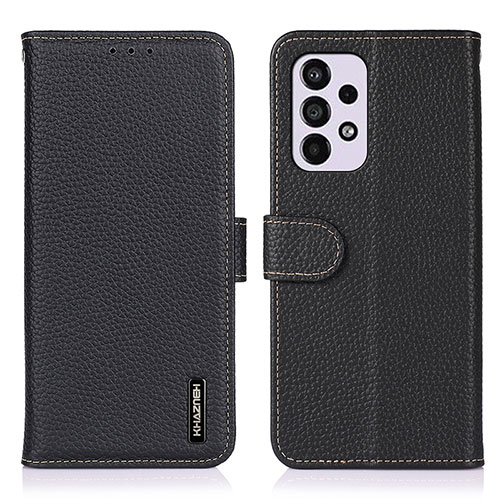 Leather Case Stands Flip Cover Holder B01H for Samsung Galaxy A33 5G Black