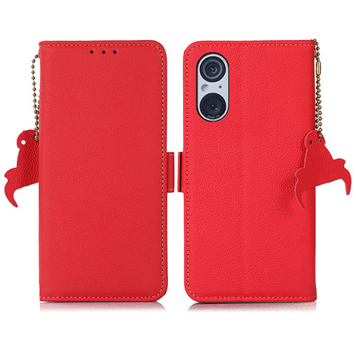 Leather Case Stands Flip Cover Holder B01H for Sony Xperia 5 V Red