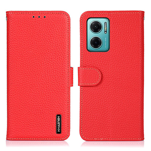 Leather Case Stands Flip Cover Holder B01H for Xiaomi Redmi 10 5G Red