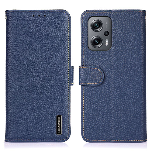 Leather Case Stands Flip Cover Holder B01H for Xiaomi Redmi Note 11T Pro+ Plus 5G Blue