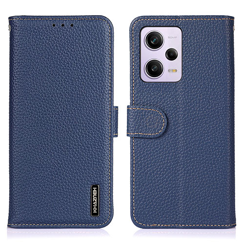 Leather Case Stands Flip Cover Holder B01H for Xiaomi Redmi Note 12 Pro 5G Blue