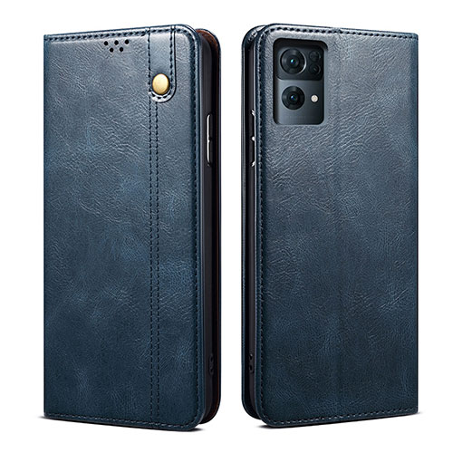 Leather Case Stands Flip Cover Holder B01S for Oppo Reno7 Pro 5G Blue