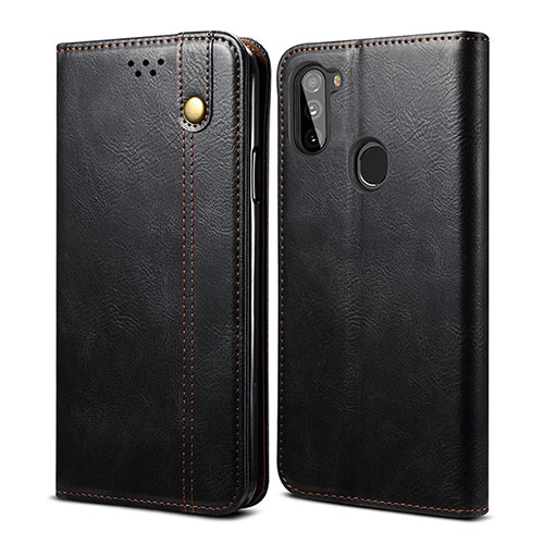 Leather Case Stands Flip Cover Holder B01S for Samsung Galaxy A11 Black