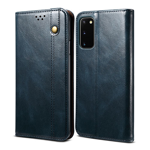 Leather Case Stands Flip Cover Holder B01S for Samsung Galaxy S20 FE (2022) 5G Blue
