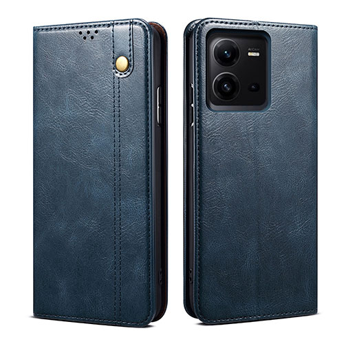 Leather Case Stands Flip Cover Holder B01S for Vivo V25 5G Blue