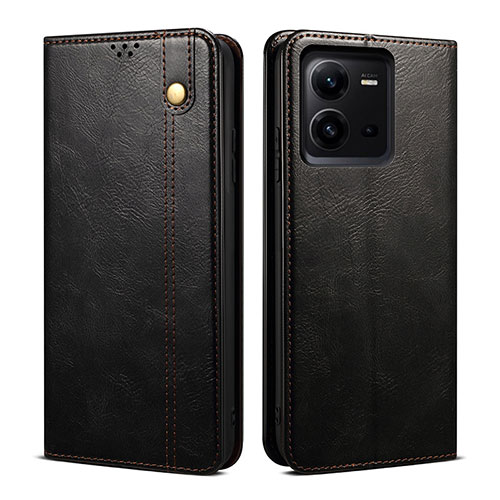 Leather Case Stands Flip Cover Holder B01S for Vivo X80 Lite 5G Black