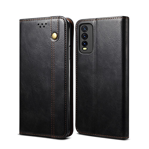 Leather Case Stands Flip Cover Holder B01S for Vivo Y11s Black