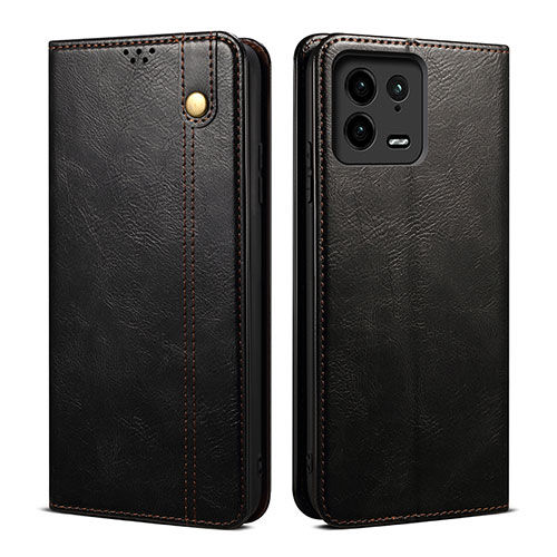 Leather Case Stands Flip Cover Holder B01S for Xiaomi Mi 13 5G Black