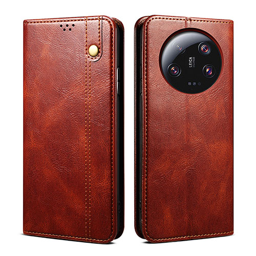 Leather Case Stands Flip Cover Holder B01S for Xiaomi Mi 13 Ultra 5G Brown