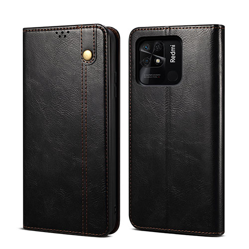 Leather Case Stands Flip Cover Holder B01S for Xiaomi Redmi 10C 4G Black