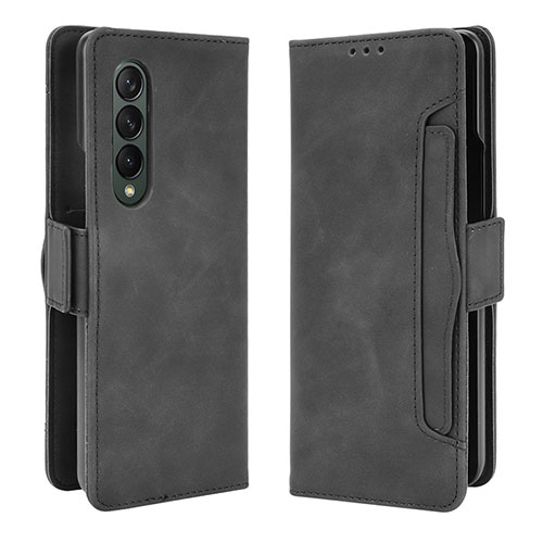 Leather Case Stands Flip Cover Holder B01Y for Samsung Galaxy Z Fold3 5G Black